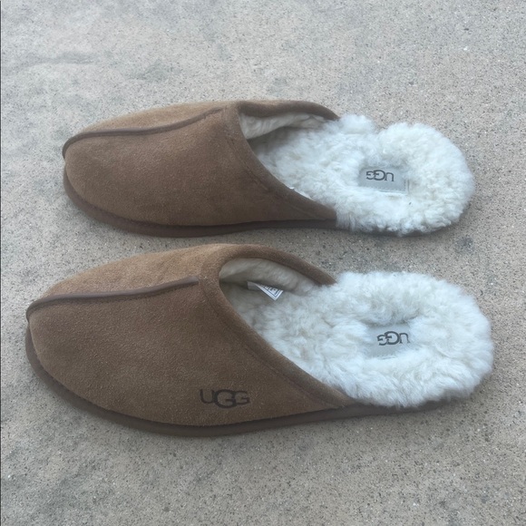 UGG Scuff Men\'s Chestnut Suede Wool Lined House Slippers Size 12 main image 7